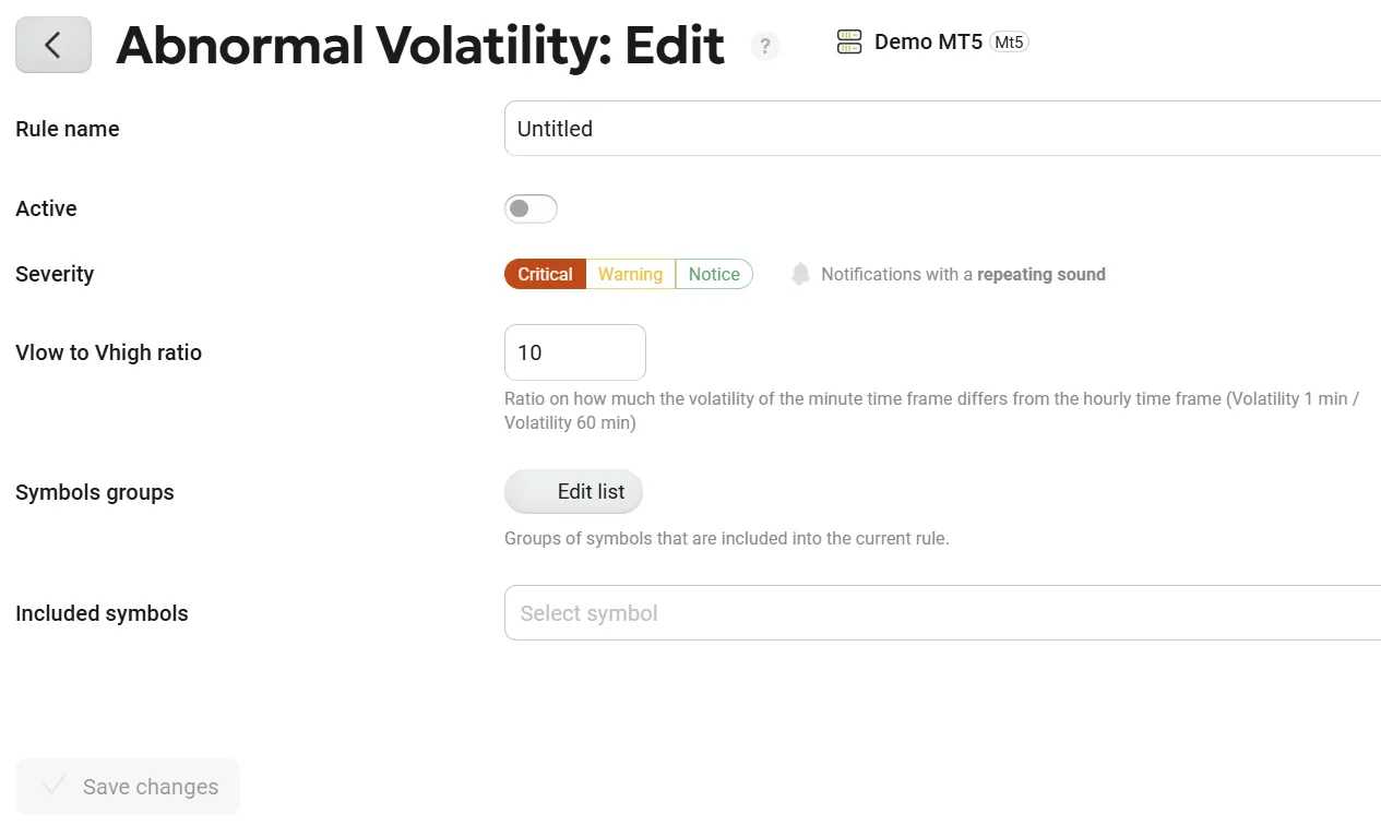 Abnormal Volatility Settings