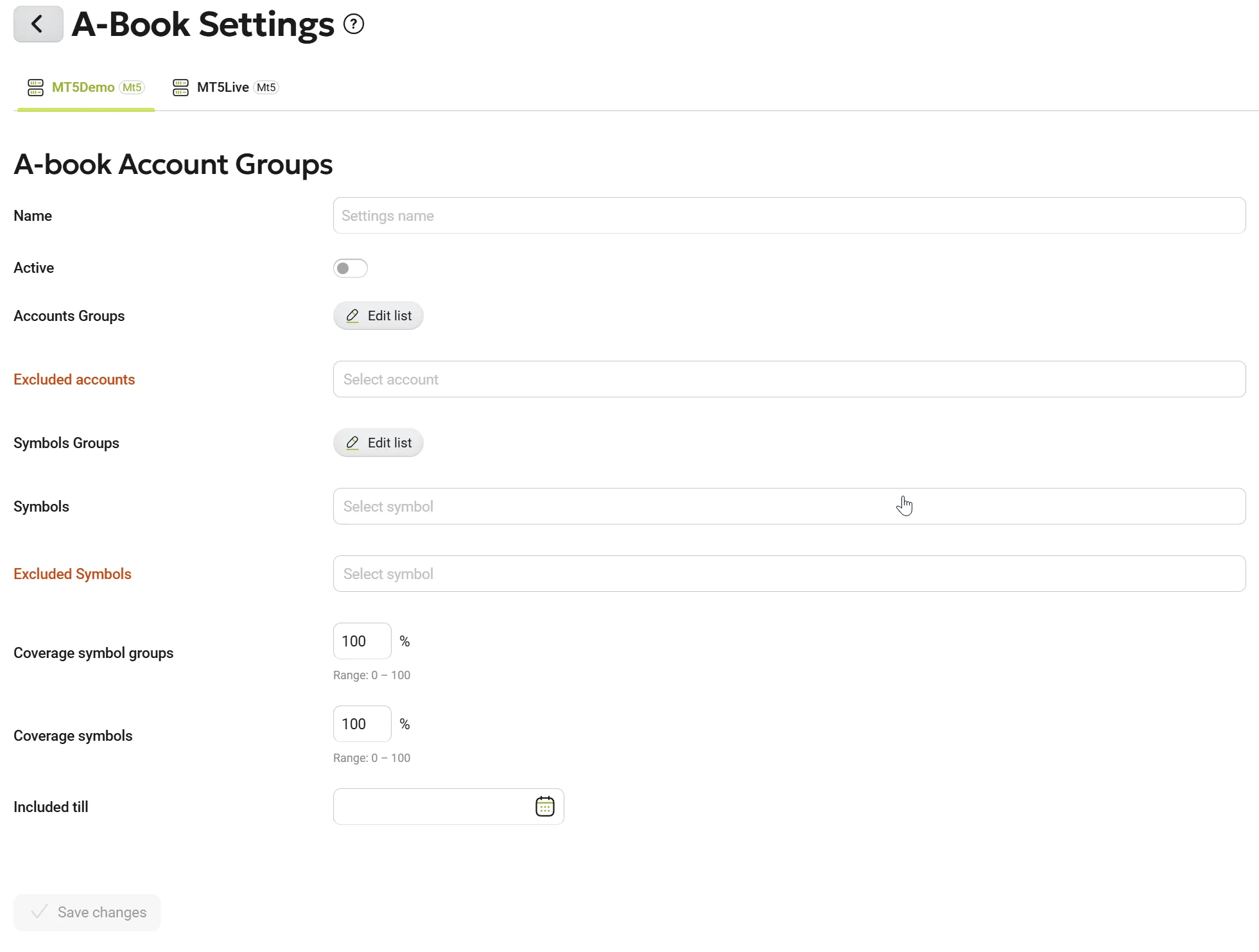 A-Book Account Groups