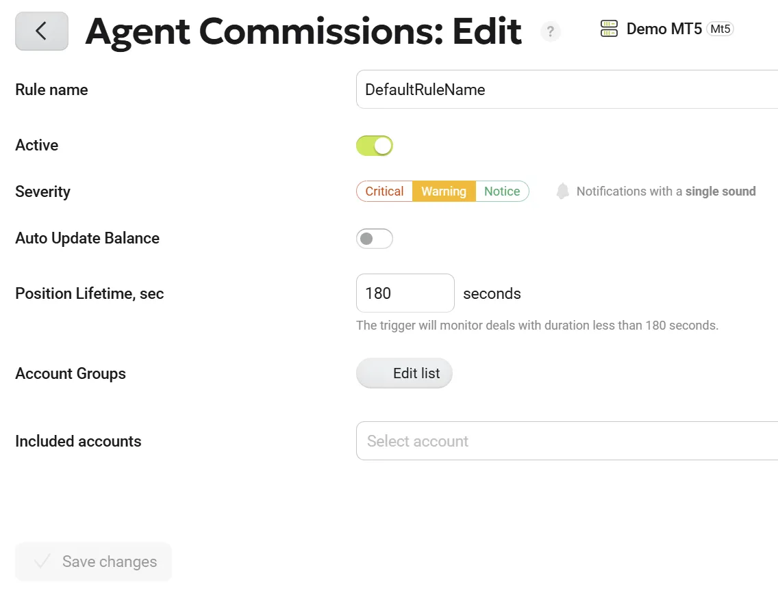 Agent Commissions Settings