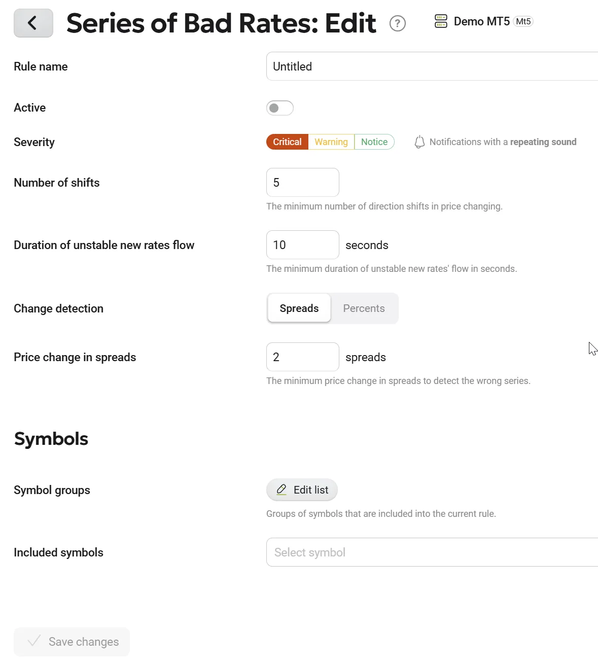 Series of Bad Rates Settings