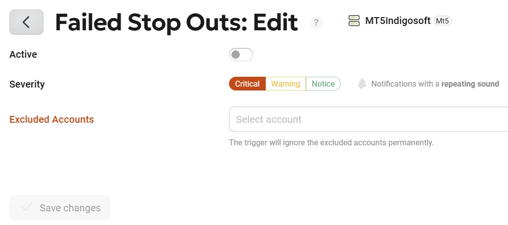 Failed Stop Outs Settings