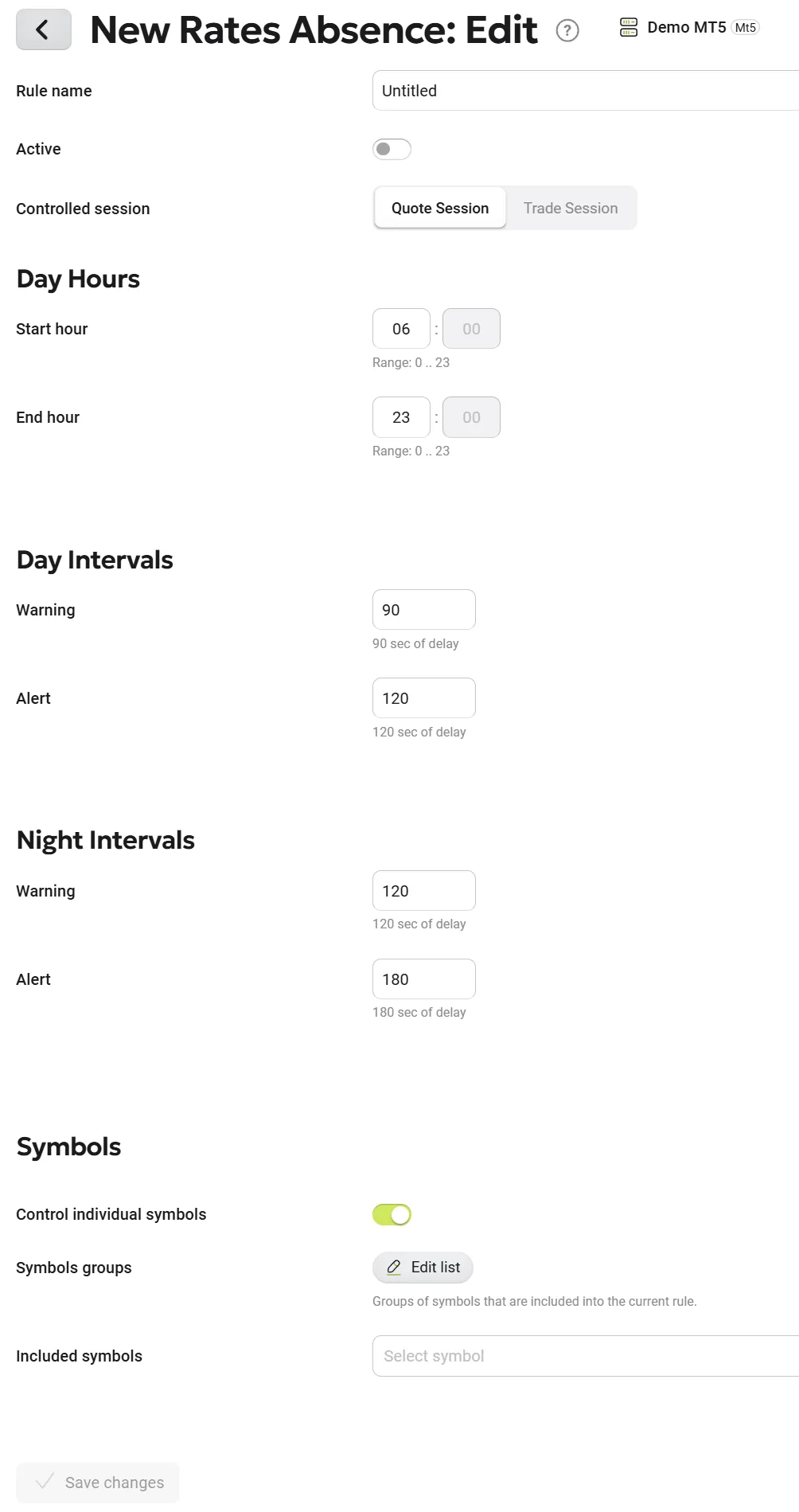 New Rates Absence Settings