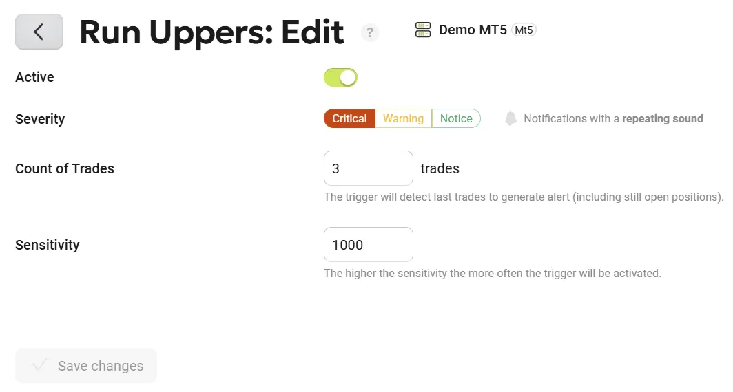 Run Uppers Settings