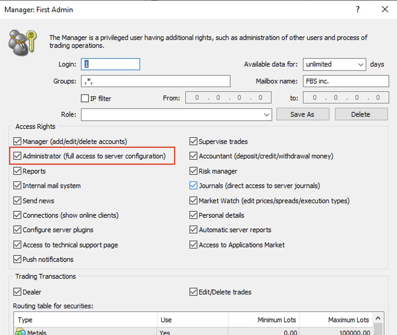 MT4 Permissions